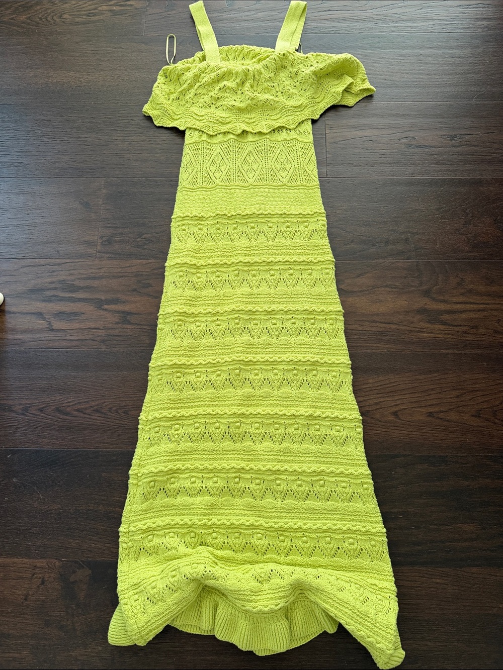 Zara Neon Lime Knit Midi Dress